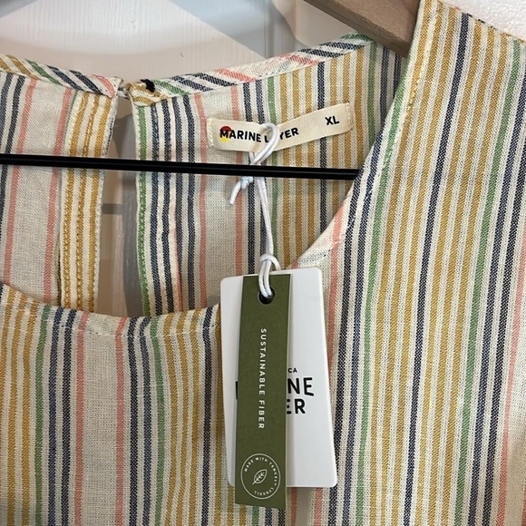 NWT Marine Layer | Beachy Stripe Laney Tiered Minidress Size XL Tencel/Linen - Picture 6 of 11